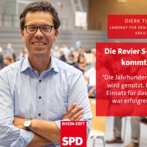 Dierk Timm, lächelnd mit verschränkten Armen: "Die Revier-S-Bahn kommt! Das ist unser ERfolg!"