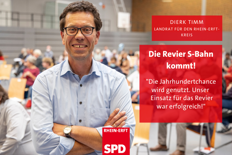 Dierk Timm, lächelnd mit verschränkten Armen: "Die Revier-S-Bahn kommt! Das ist unser ERfolg!"